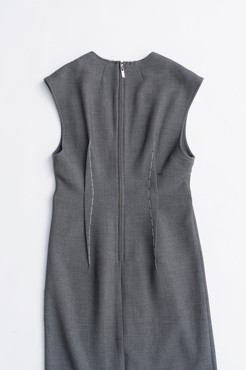 Hand-stitched Deep V-neck Dress