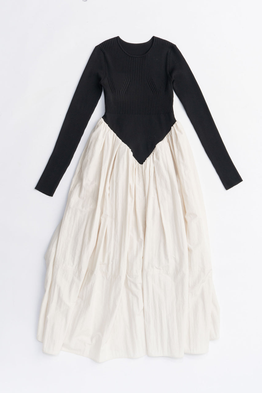 Knit Combination Long Dress - 2025 AUTUMN