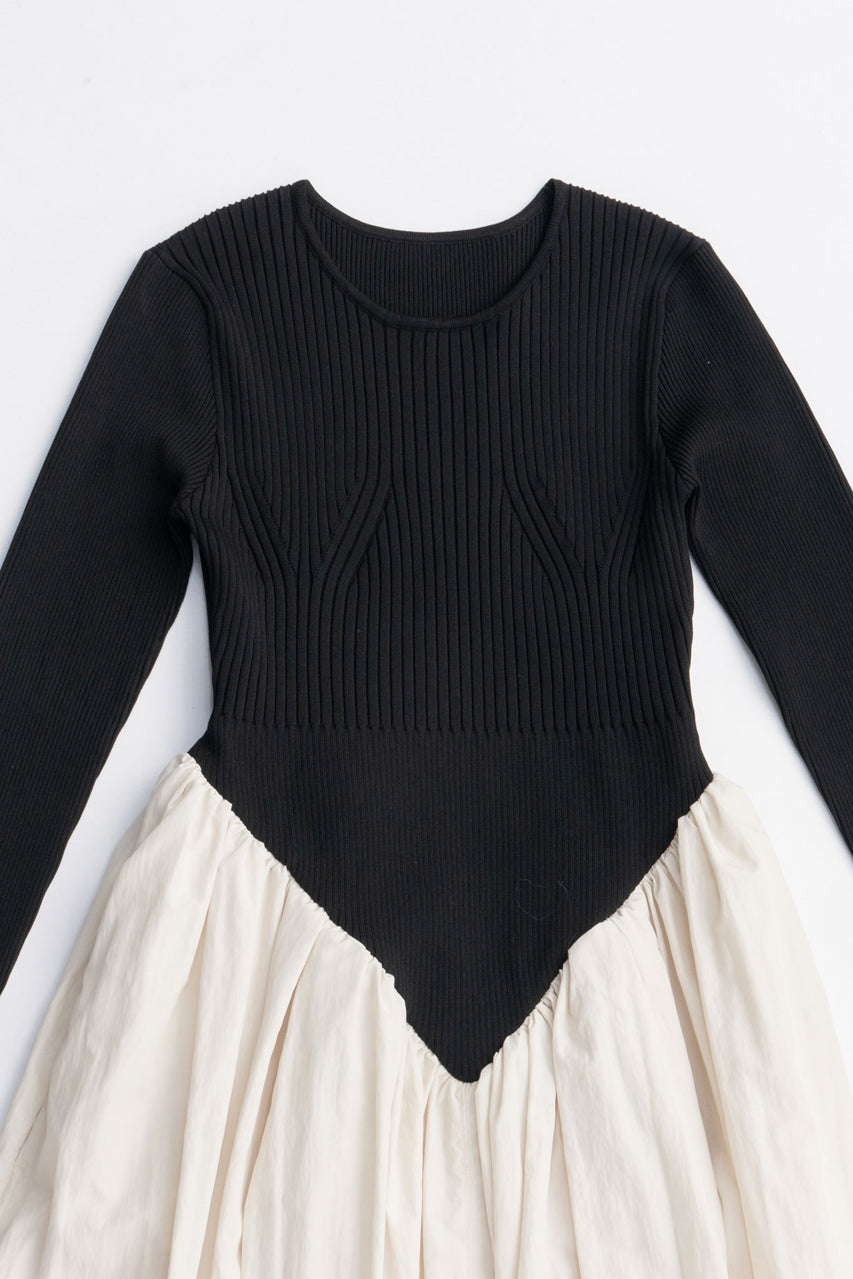 Knit Combination Long Dress