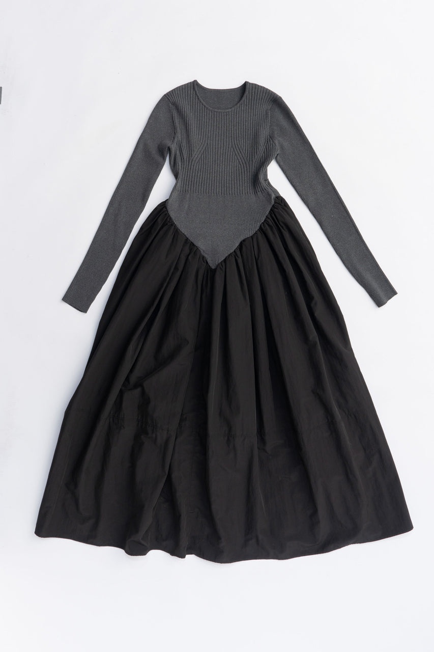 Knit Combination Long Dress