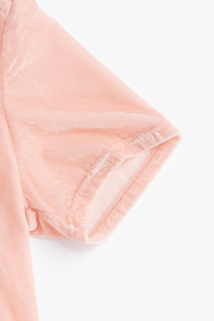 Shoulder Gathered Velour T-Shirt - 2025 AUTUMN