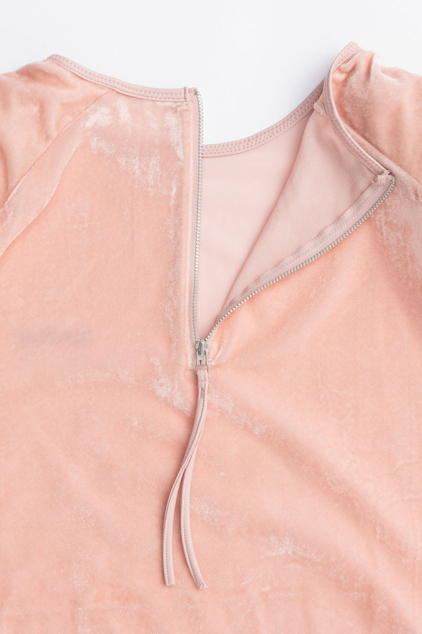 Shoulder Gathered Velour T-Shirt - 2025 AUTUMN