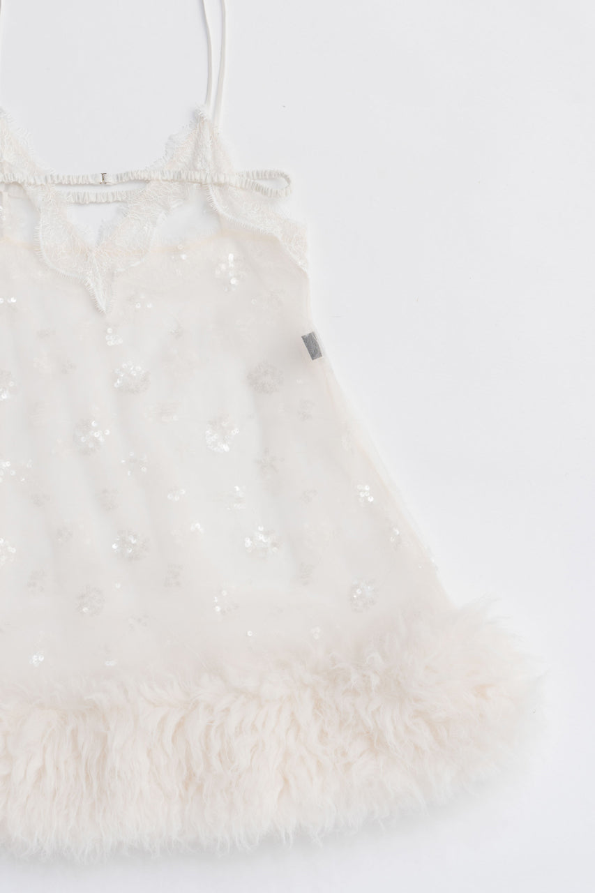 Sequin Fur Trim Baby Doll