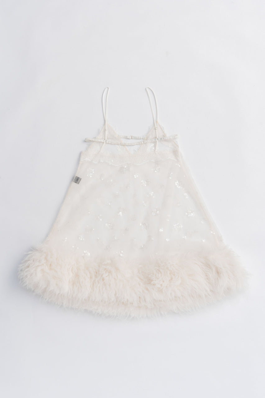 Sequin Fur Trim Baby Doll