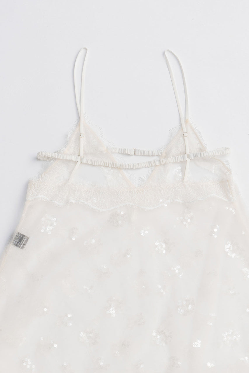 Sequin Fur Trim Baby Doll