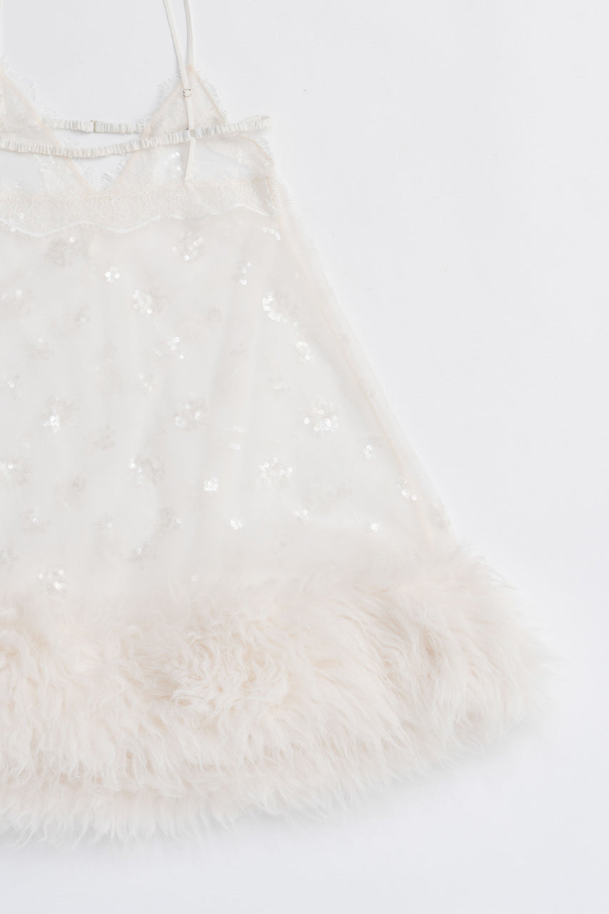 Sequin Fur Trim Baby Doll