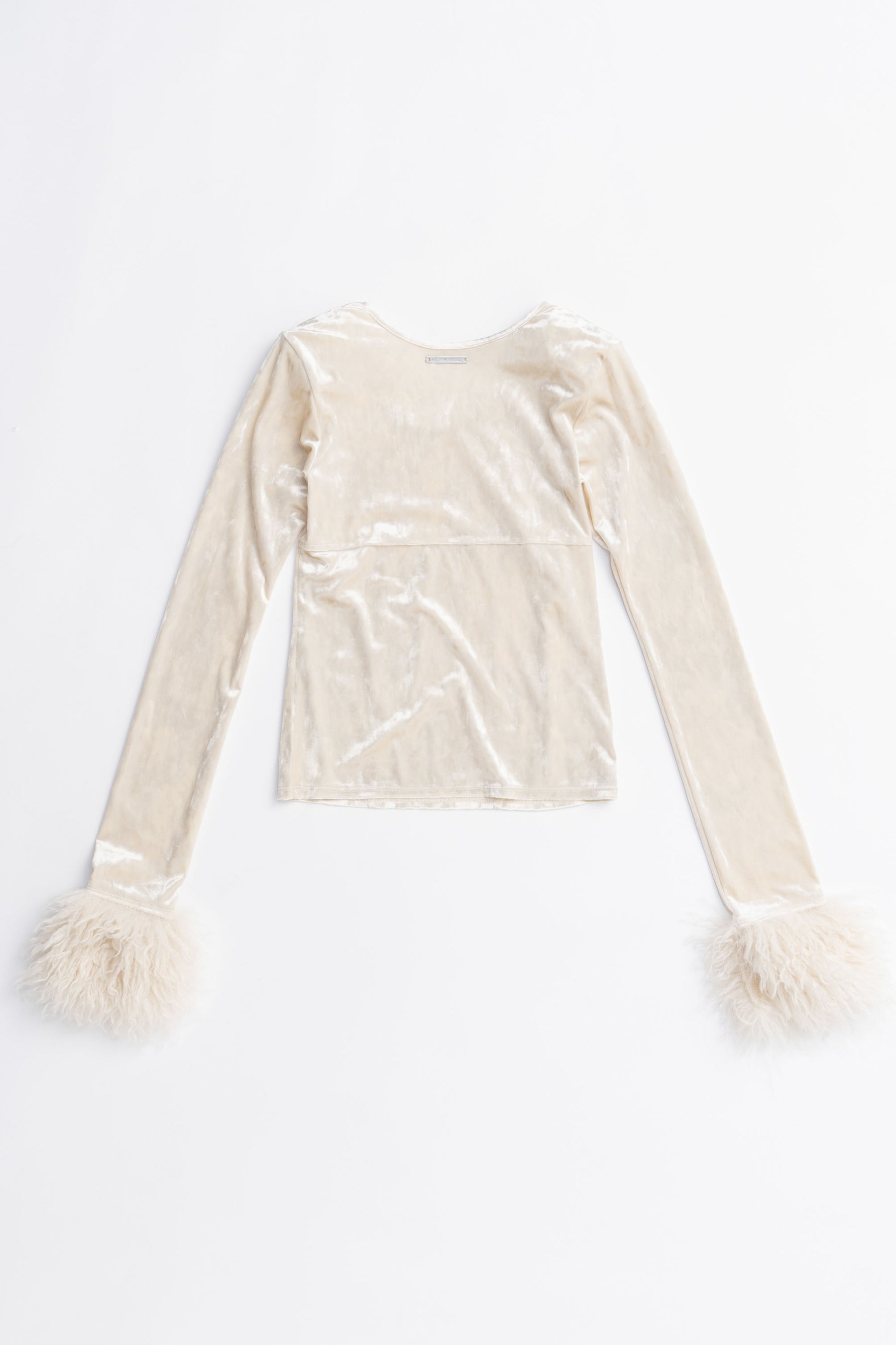 Fur Sleeve Velour Top - 2025 AUTUMN