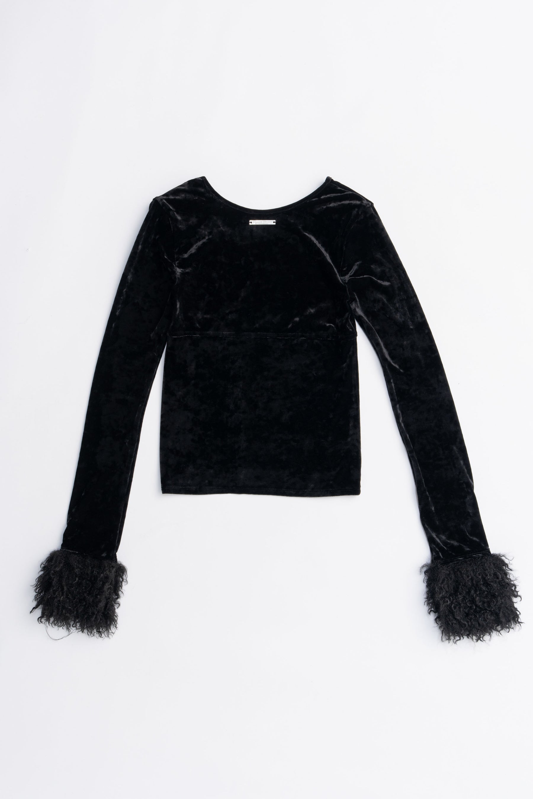 Fur Sleeve Velour Top - 2025 AUTUMN