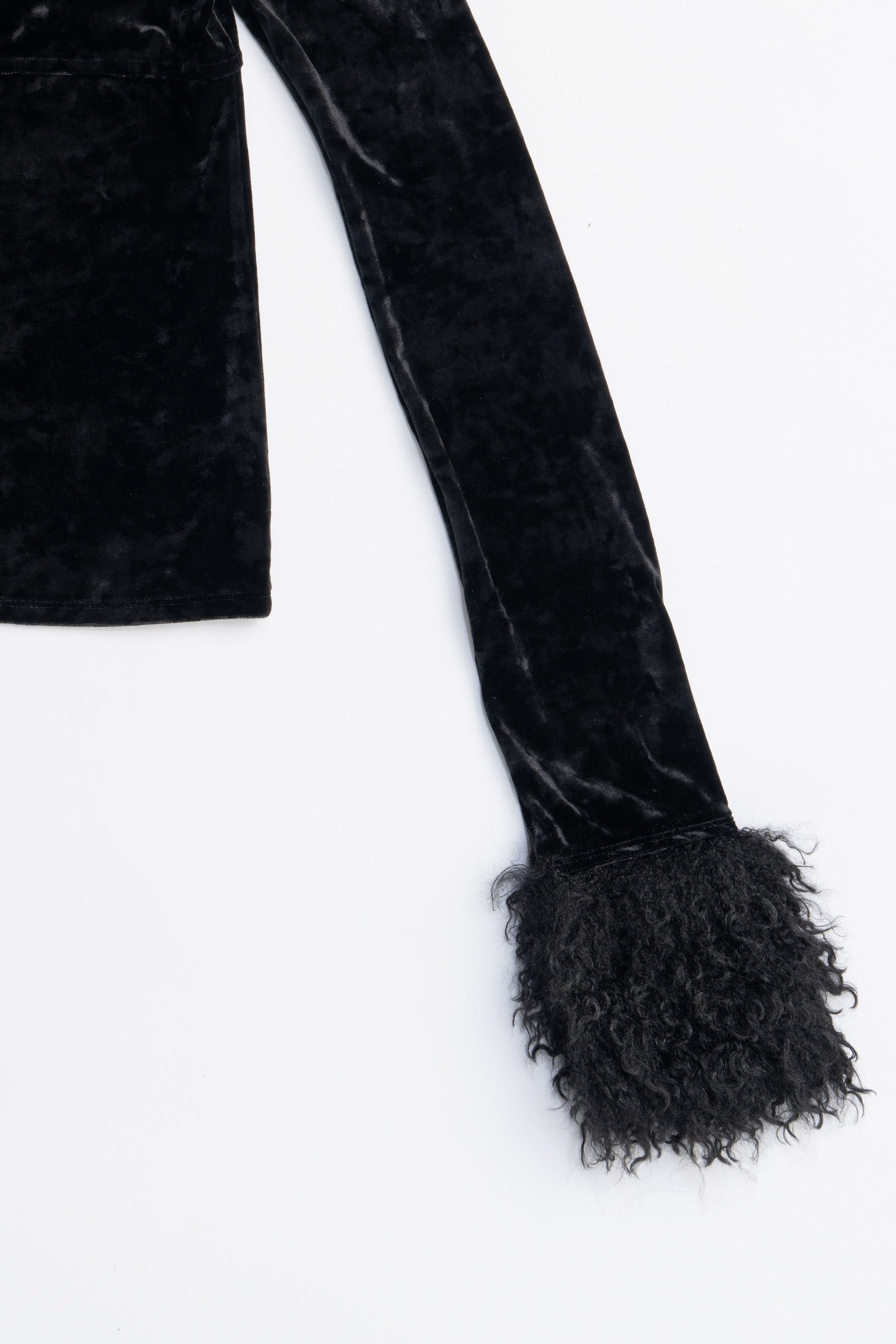 Fur Sleeve Velour Top - 2025 AUTUMN