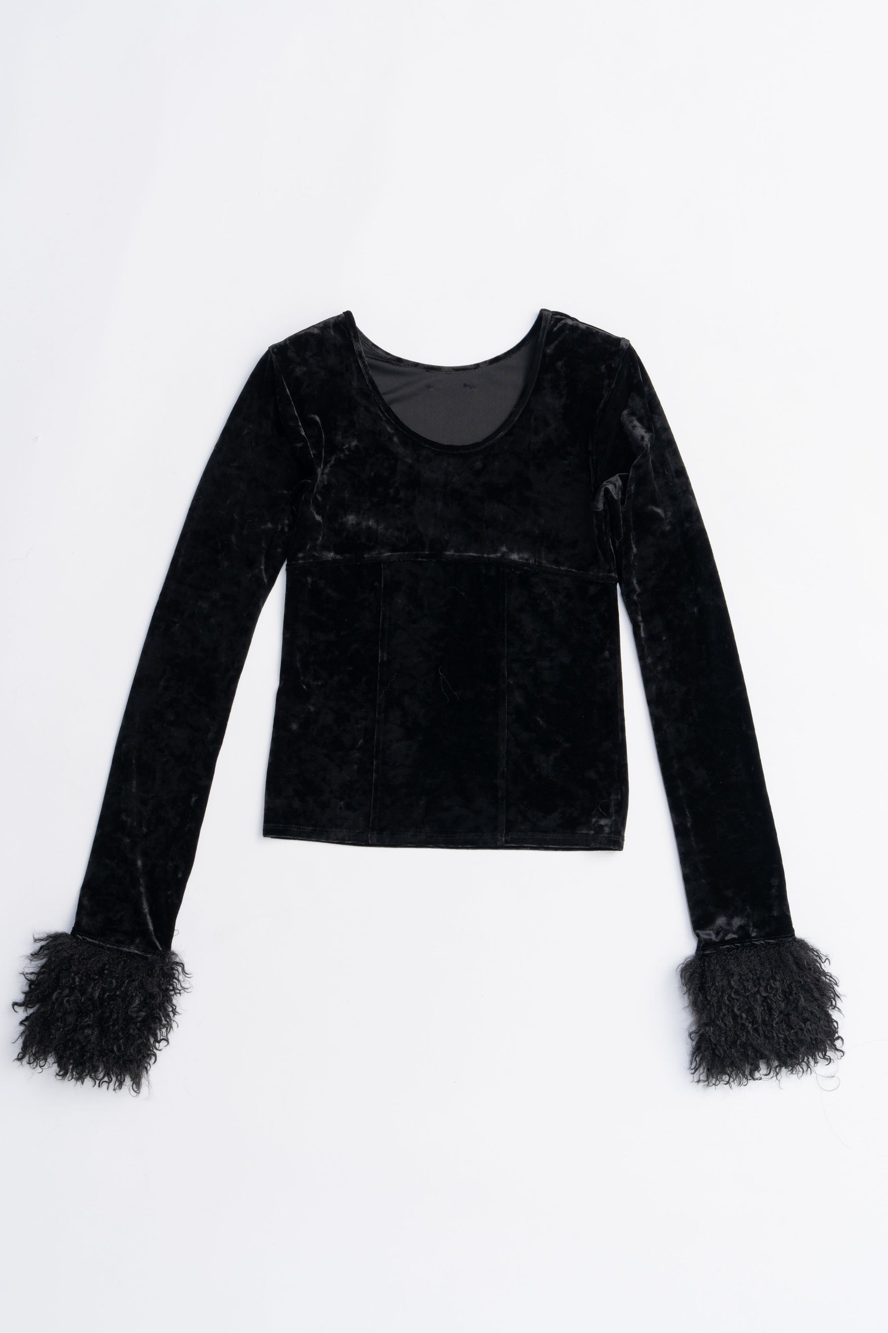 Fur Sleeve Velour Top - 2025 AUTUMN