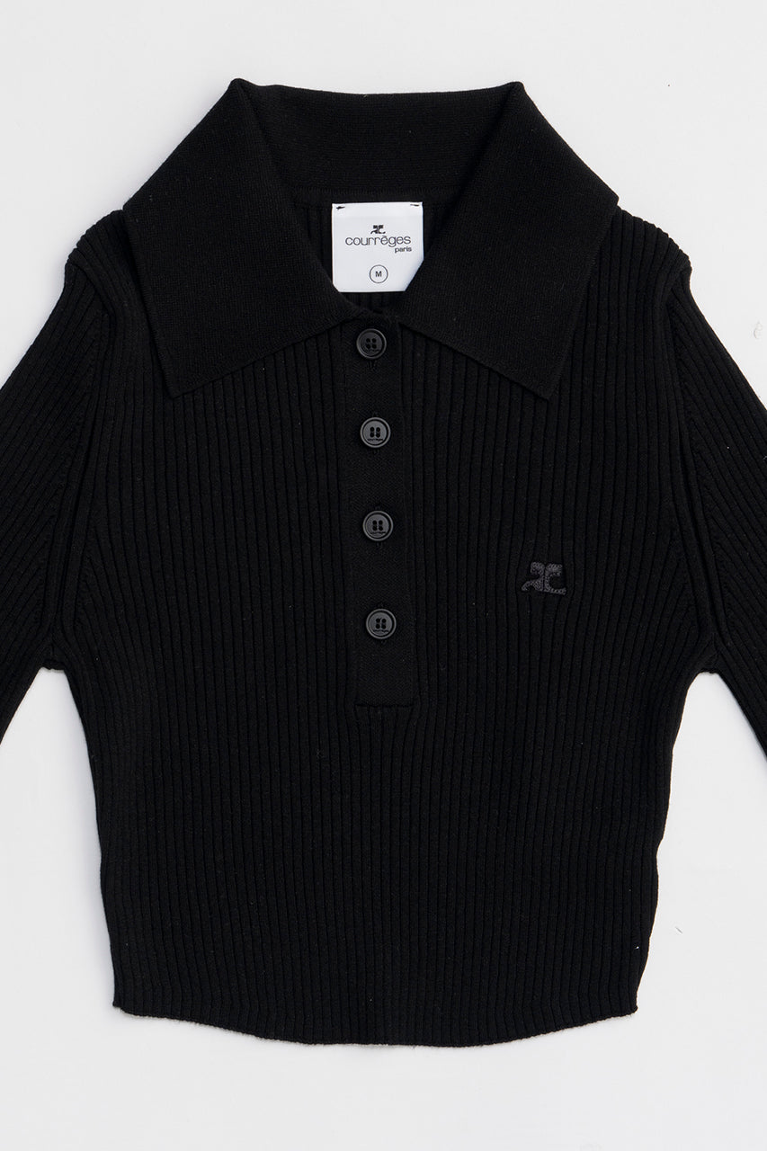 AC Rib Knit Cropped Polo - SALE