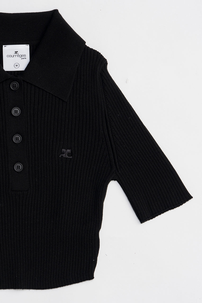 AC Rib Knit Cropped Polo - SALE