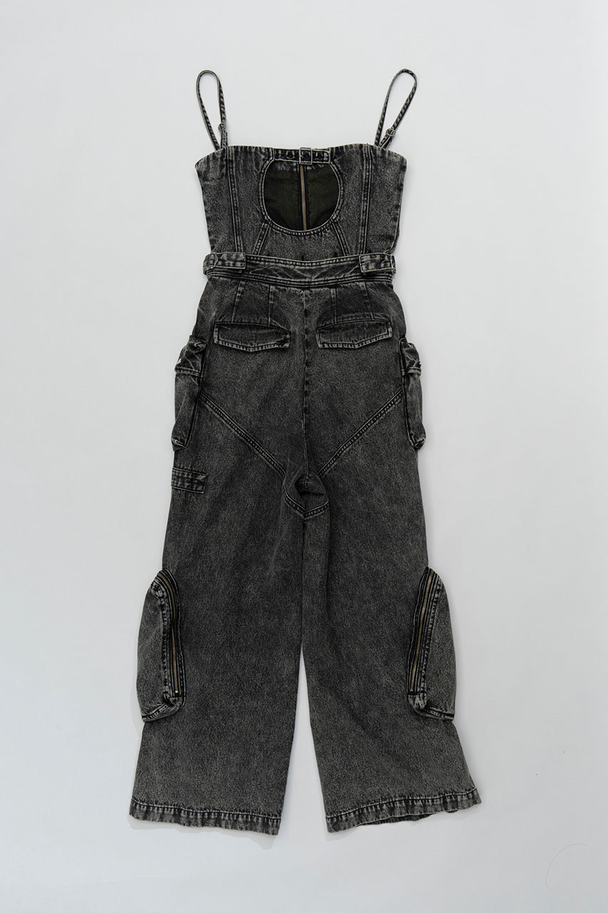 Two-way Denim Cargo Jumpsuit