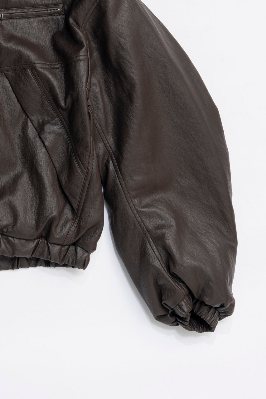 Faux Leather Padded Trucker Jacket - 2025 WINTER