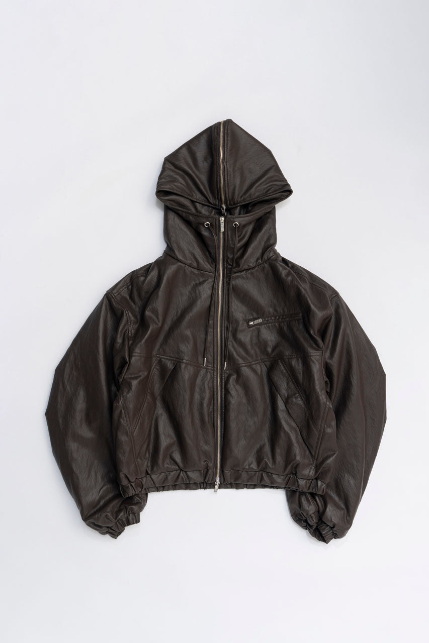 Faux Leather Padded Trucker Jacket - 2025 WINTER