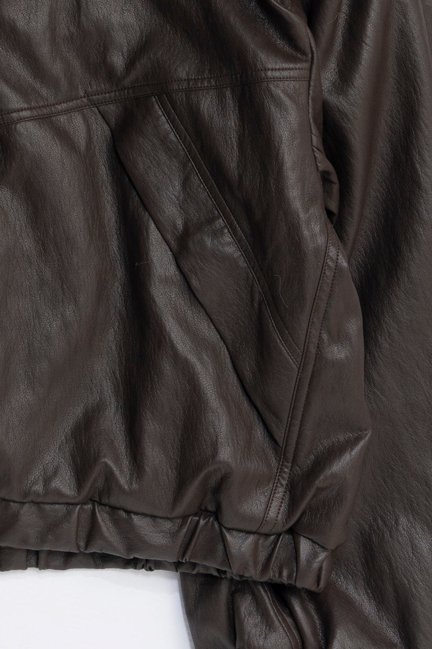 Faux Leather Padded Trucker Jacket - 2025 WINTER