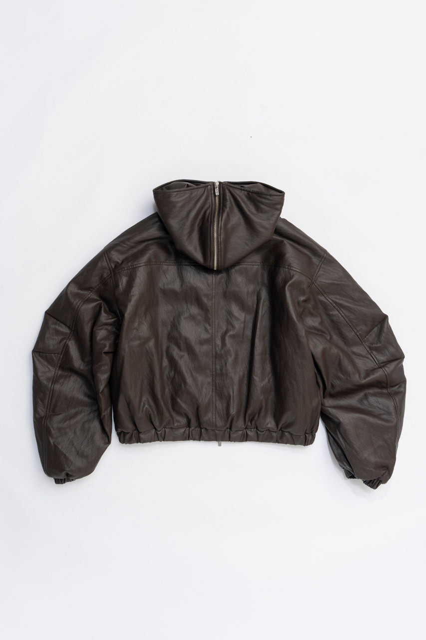 Faux Leather Padded Trucker Jacket - 2025 WINTER