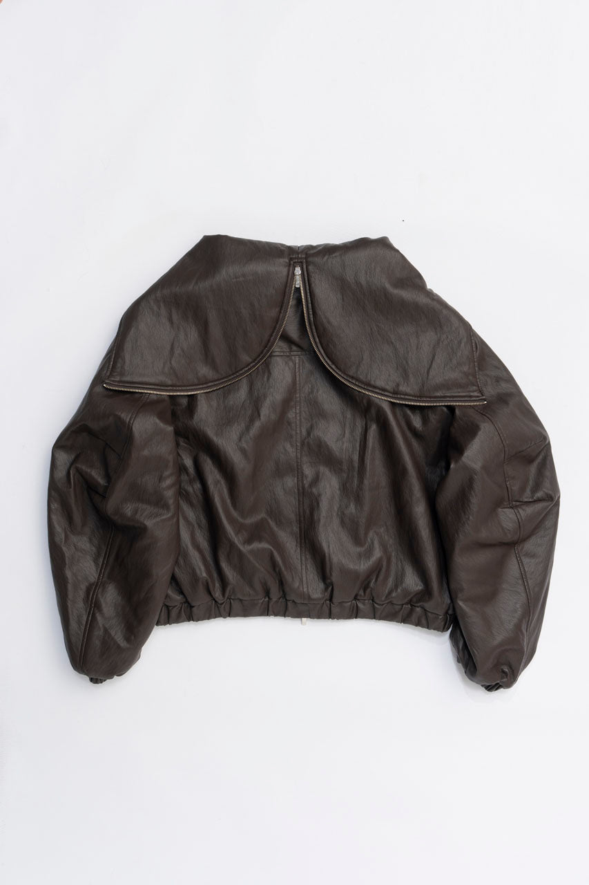 Faux Leather Padded Trucker Jacket - 2025 WINTER