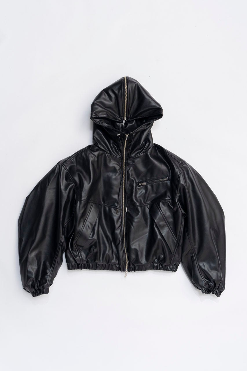 Faux Leather Padded Trucker Jacket - 2025 WINTER