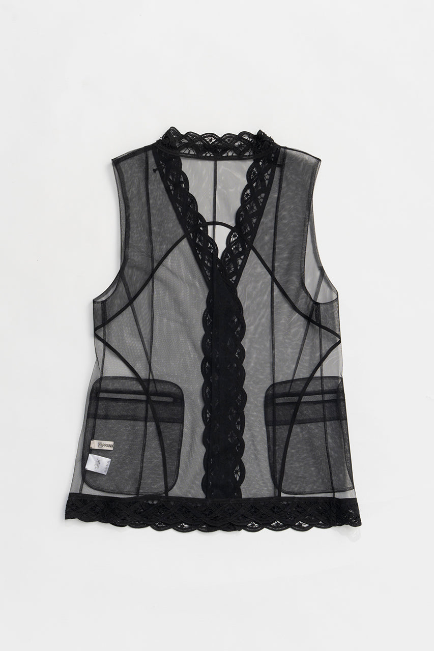 Trimmed Lace Tulle Gilet - SALE