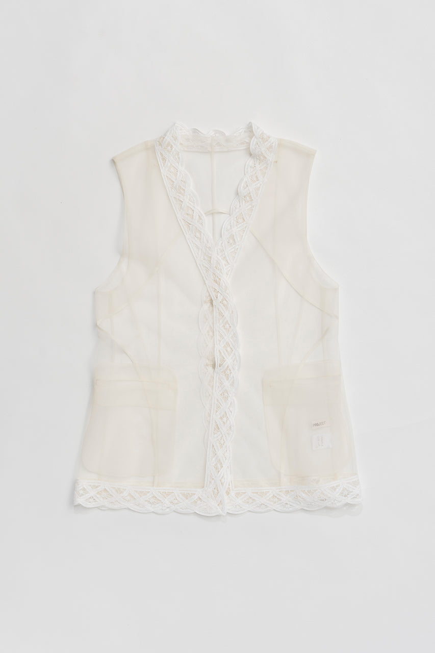 Trimmed Lace Tulle Gilet - SALE