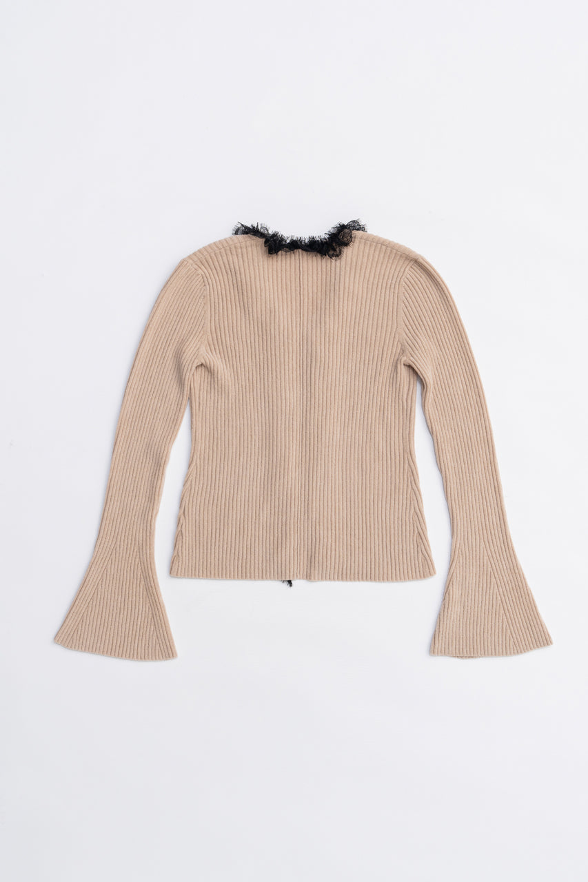 Lace Trim Knit Cardigan - 2025 AUTUMN