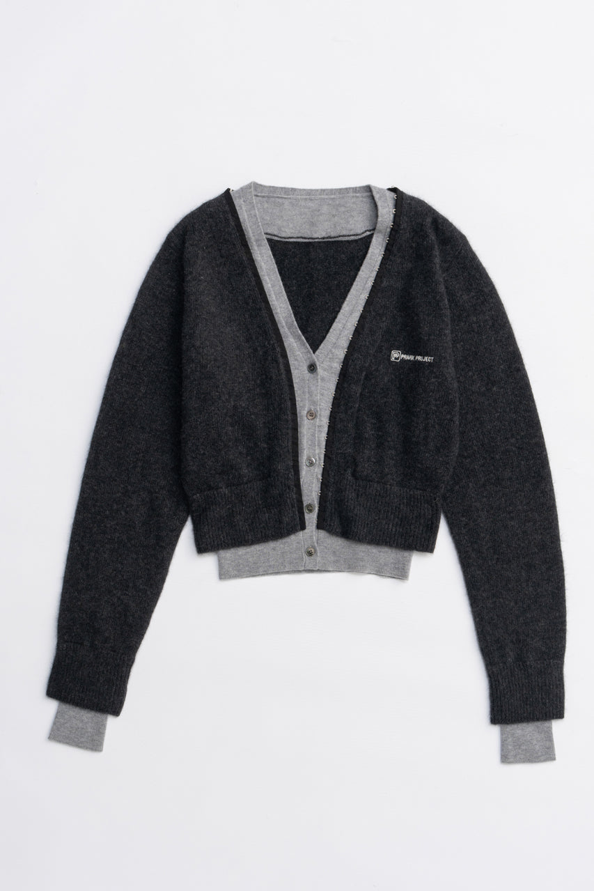 V-Neck Layered Cardigan - 2025 AUTUMN