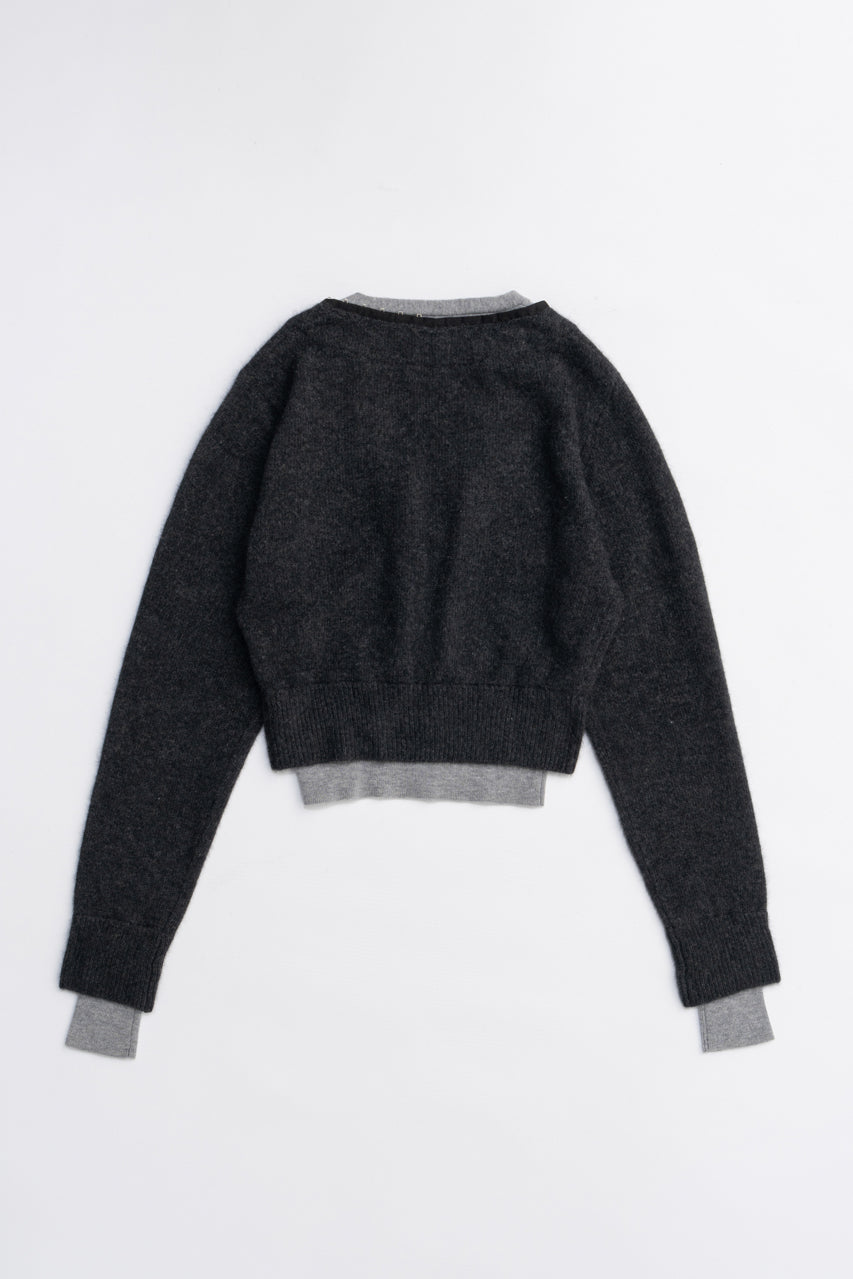 V-Neck Layered Cardigan - 2025 AUTUMN