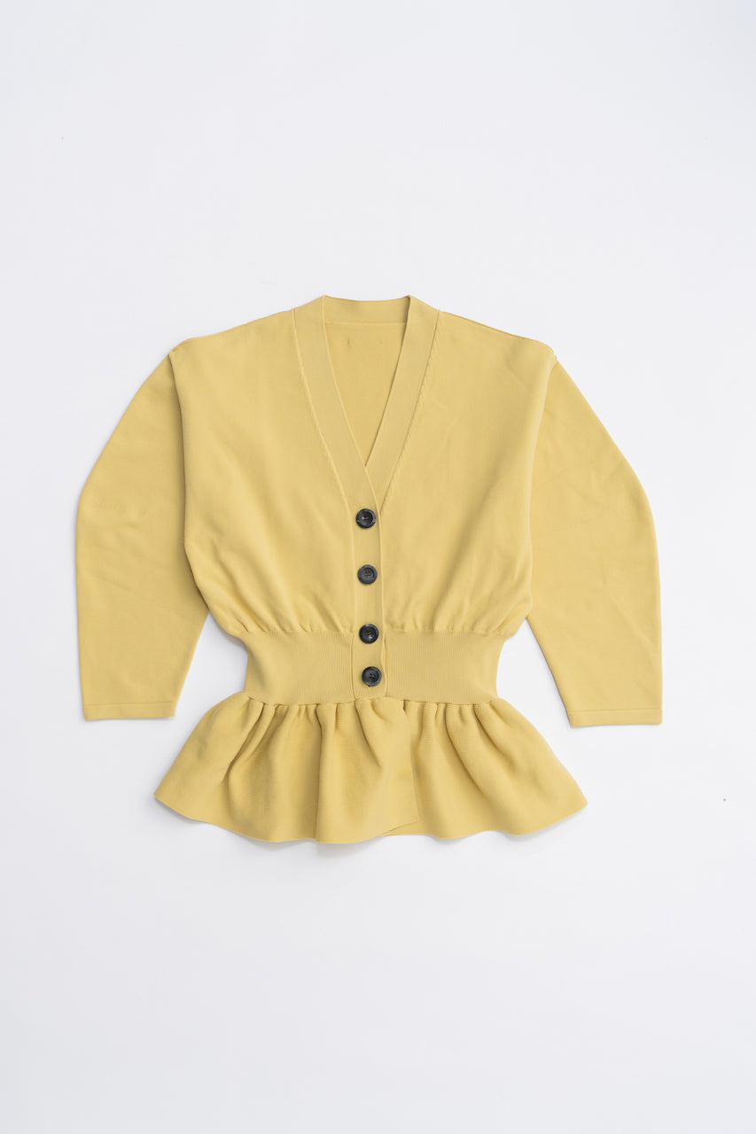 Cocoon Sleeve Peplum Knit Cardigan - 2025 AUTUMN