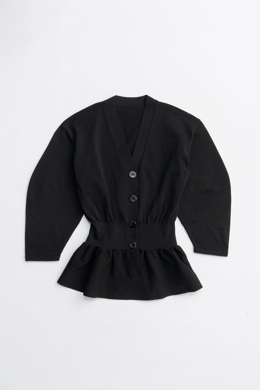 Cocoon Sleeve Peplum Knit Cardigan - 2025 AUTUMN