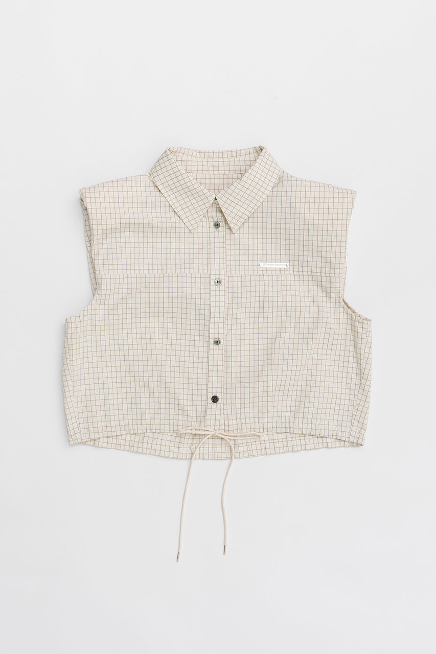 No Sleeve Check Short Shirt - SALE