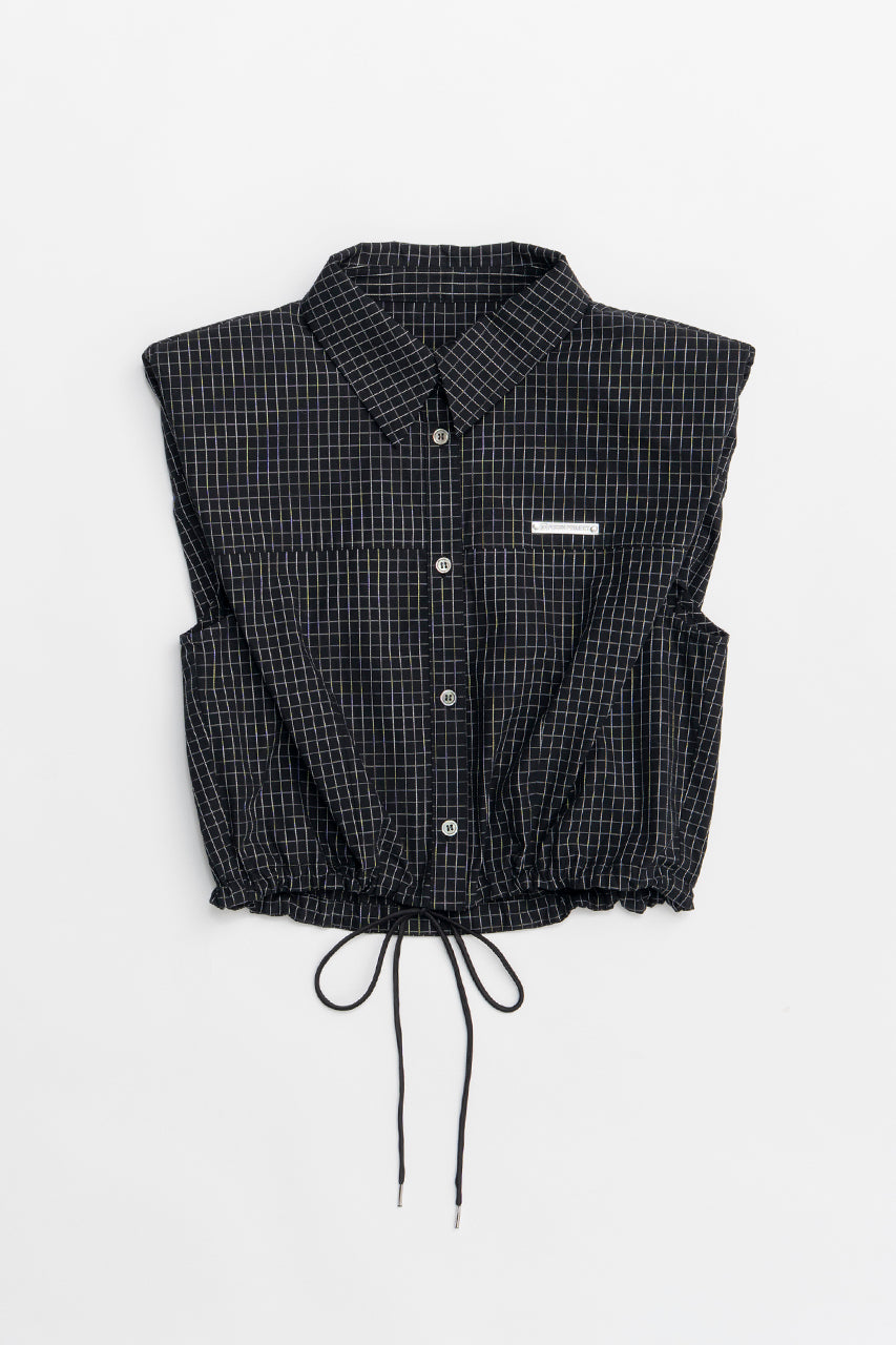 No Sleeve Check Short Shirt - SALE