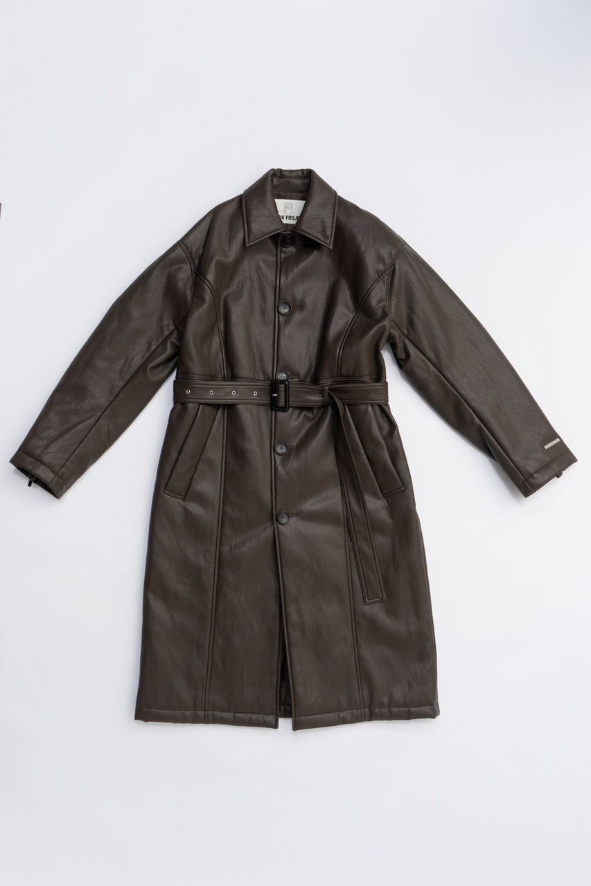 Vegan Leather Overlong Coat