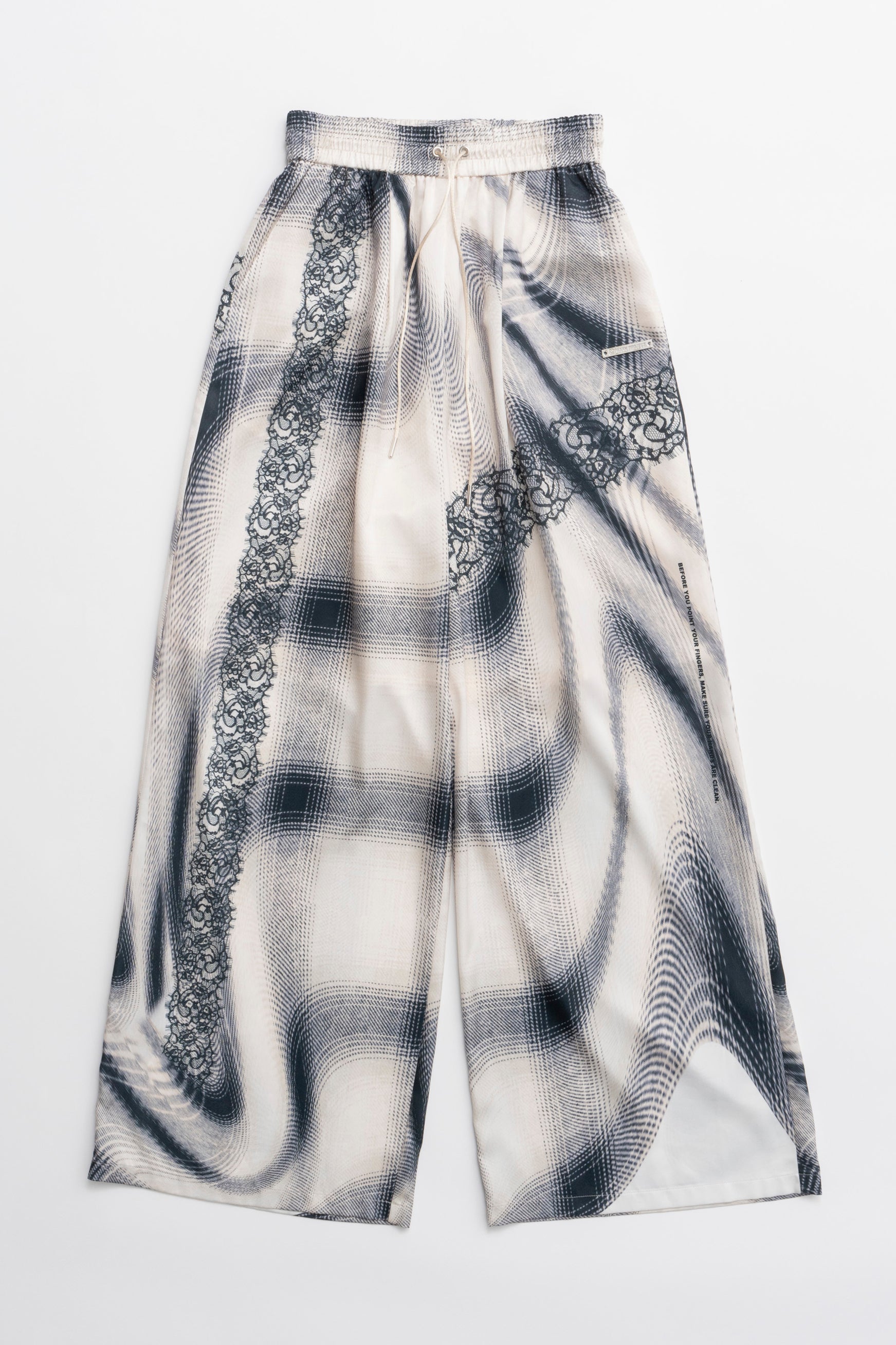 Ombre Check Lace Print Pants