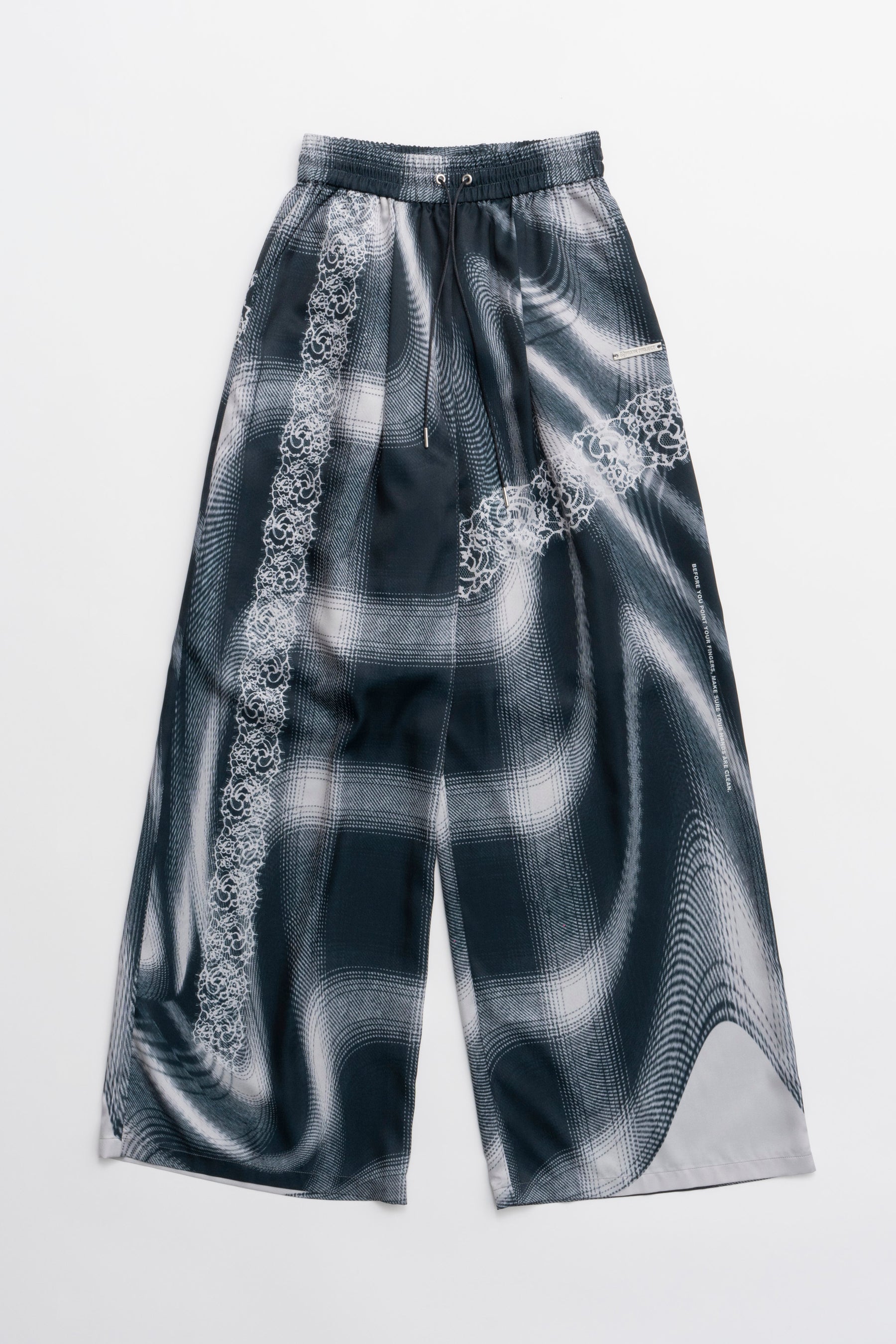 Ombre Check Lace Print Pants