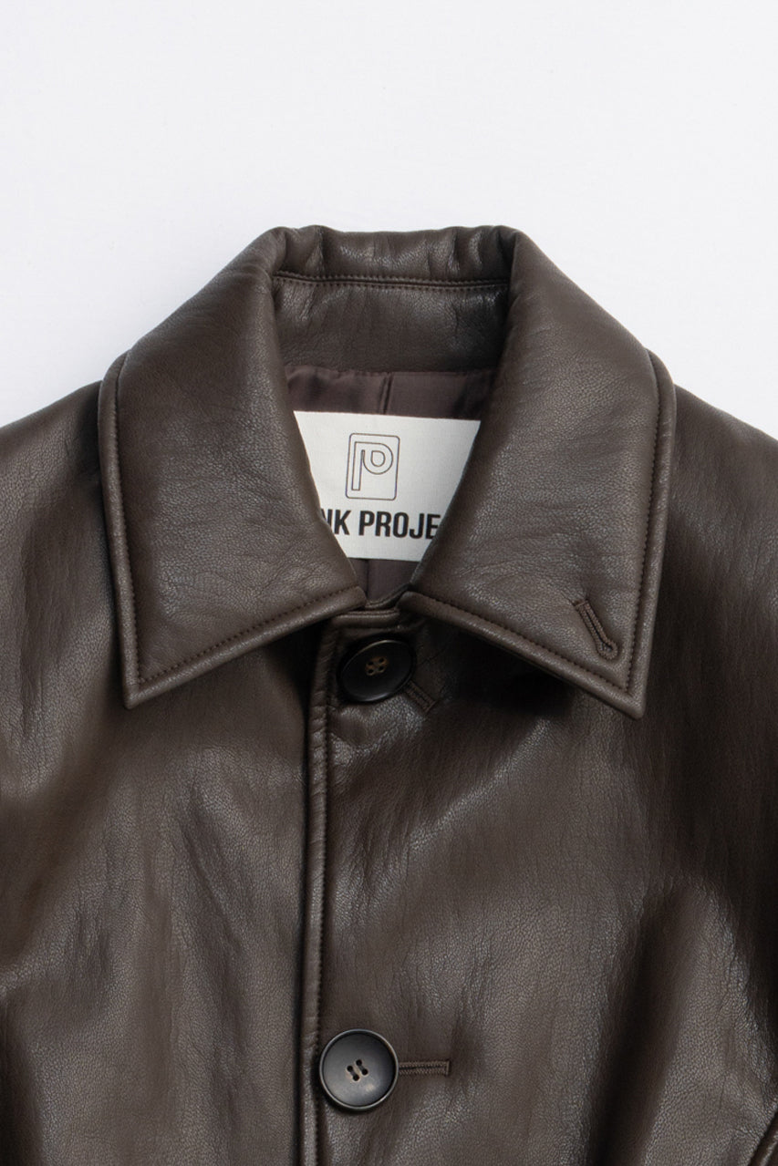 Vegan Leather Overlong Coat