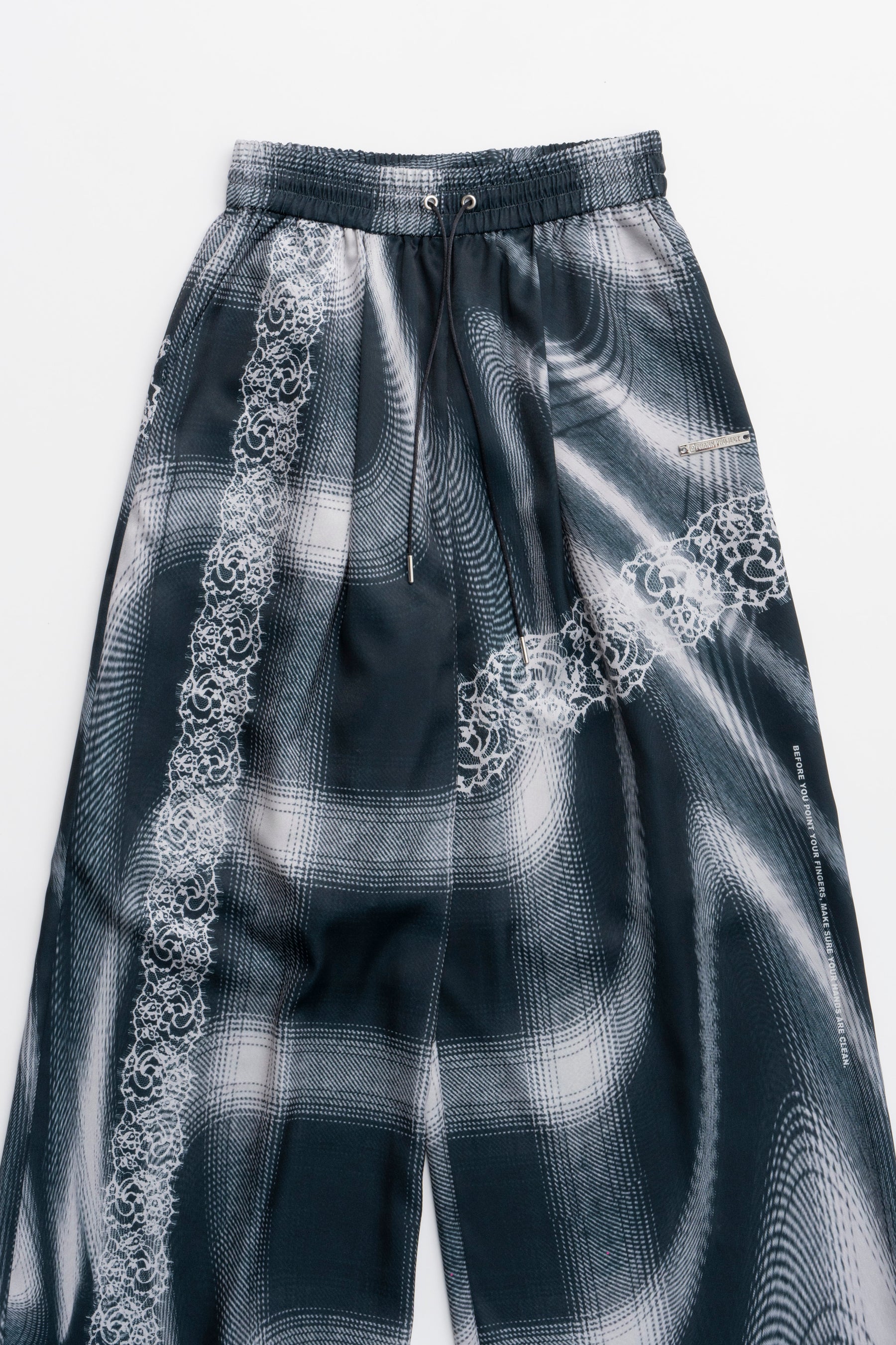 Ombre Check Lace Print Pants