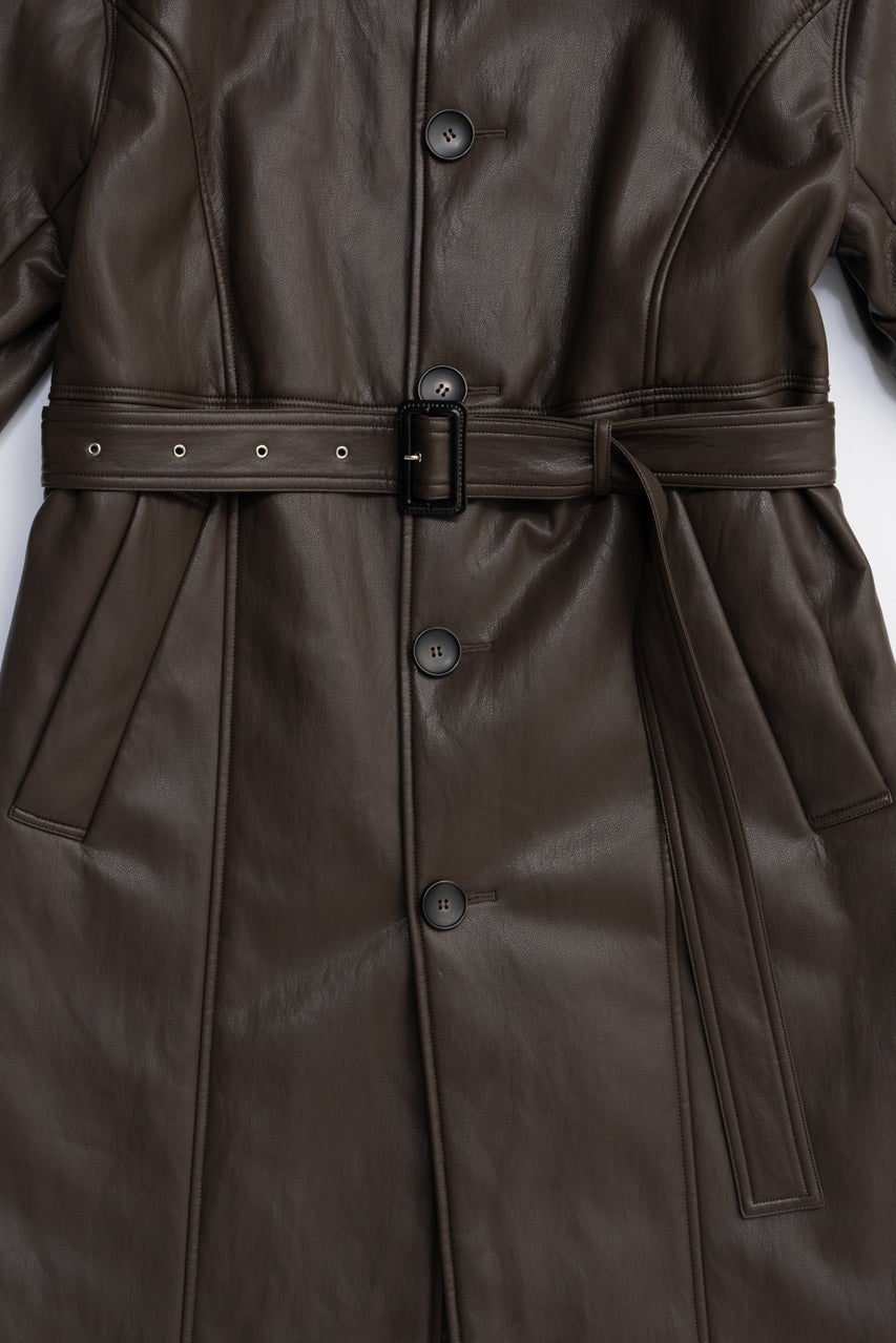 Vegan Leather Overlong Coat
