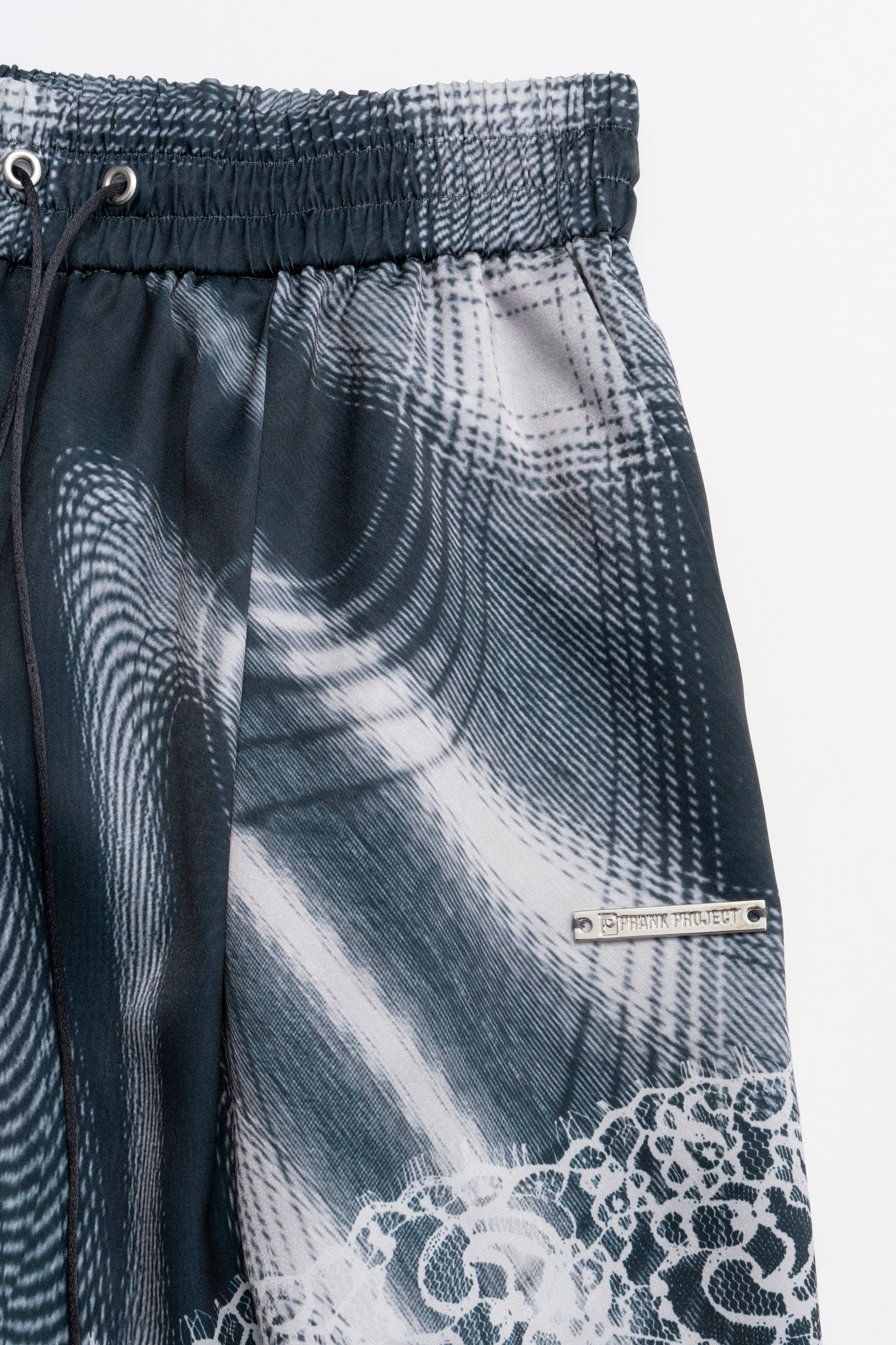Ombre Check Lace Print Pants