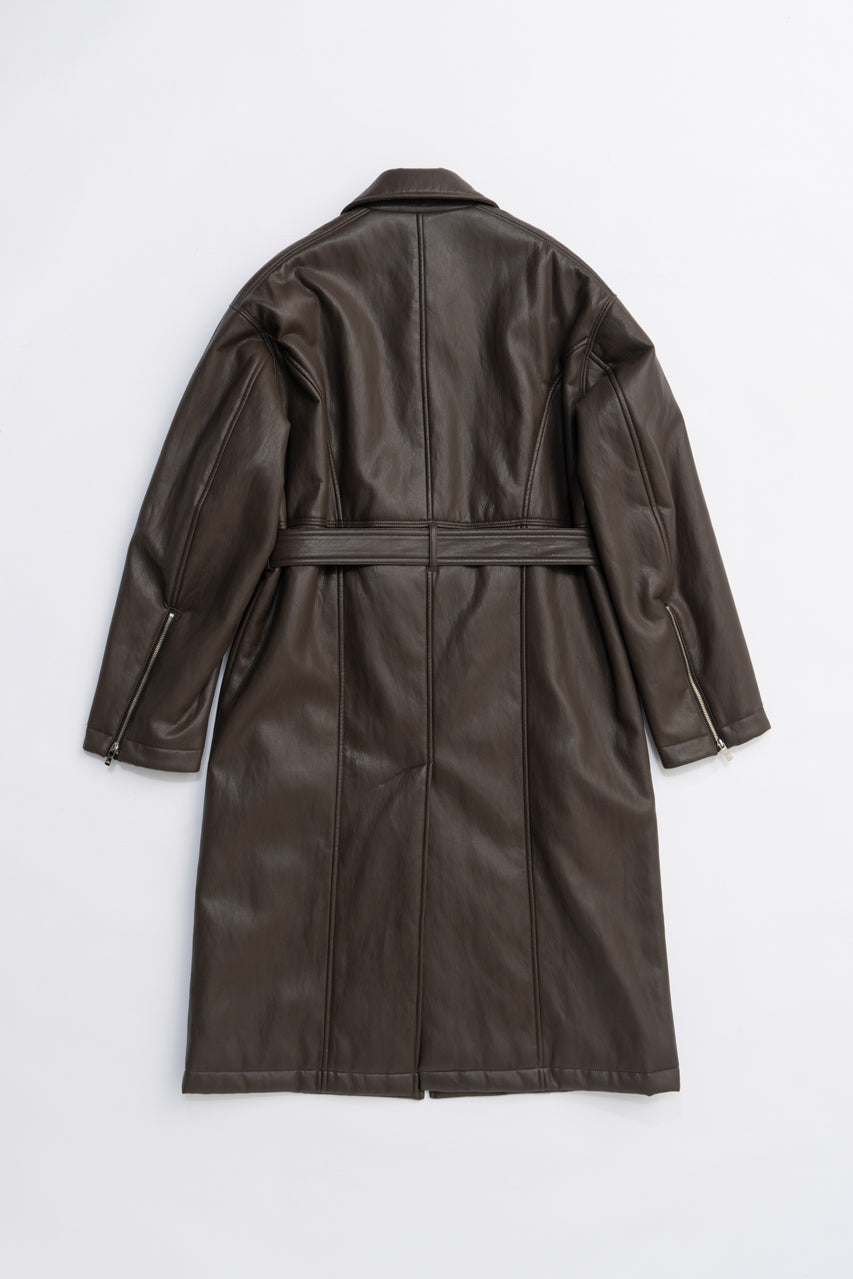 Vegan Leather Overlong Coat
