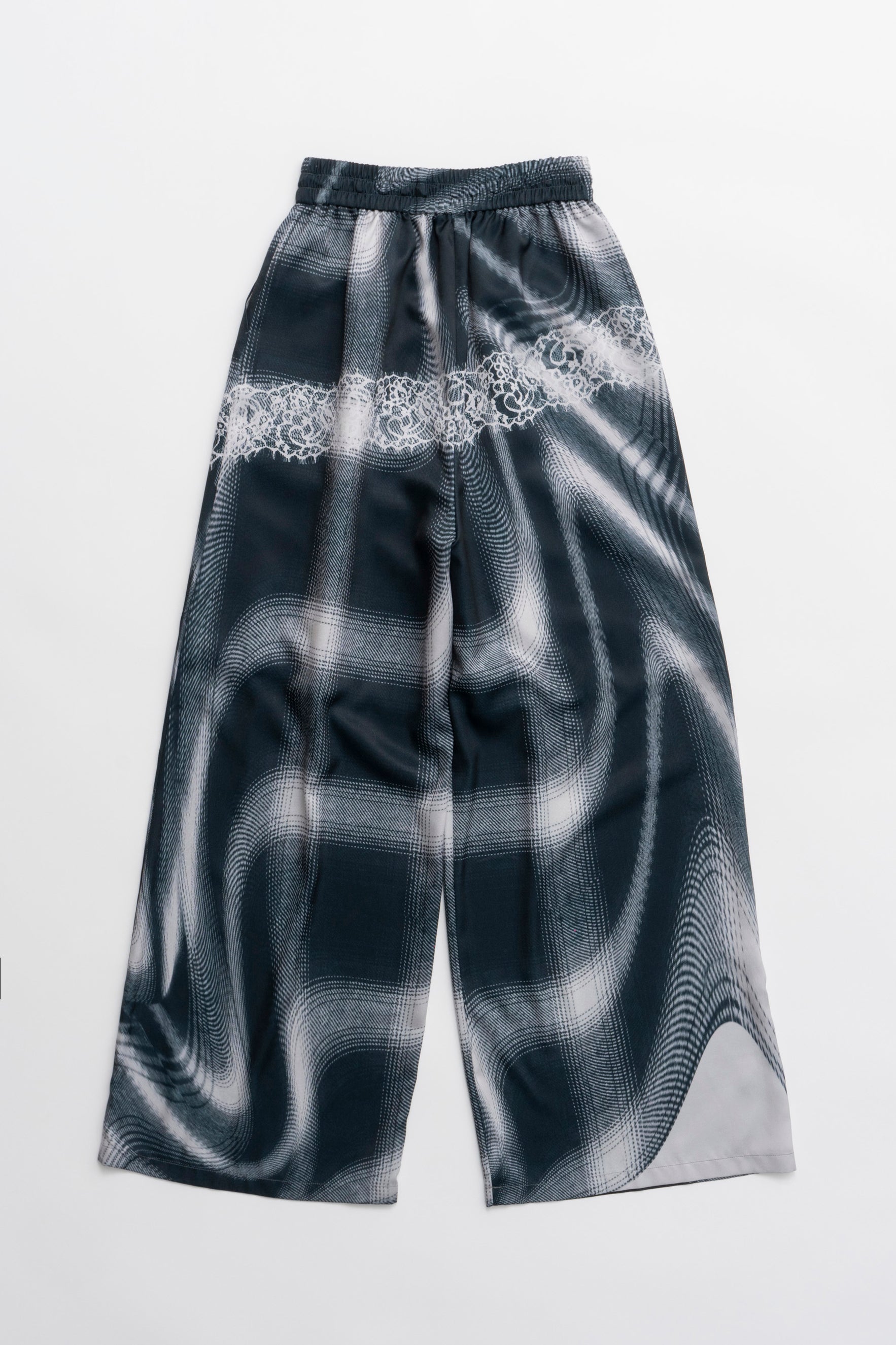 Ombre Check Lace Print Pants