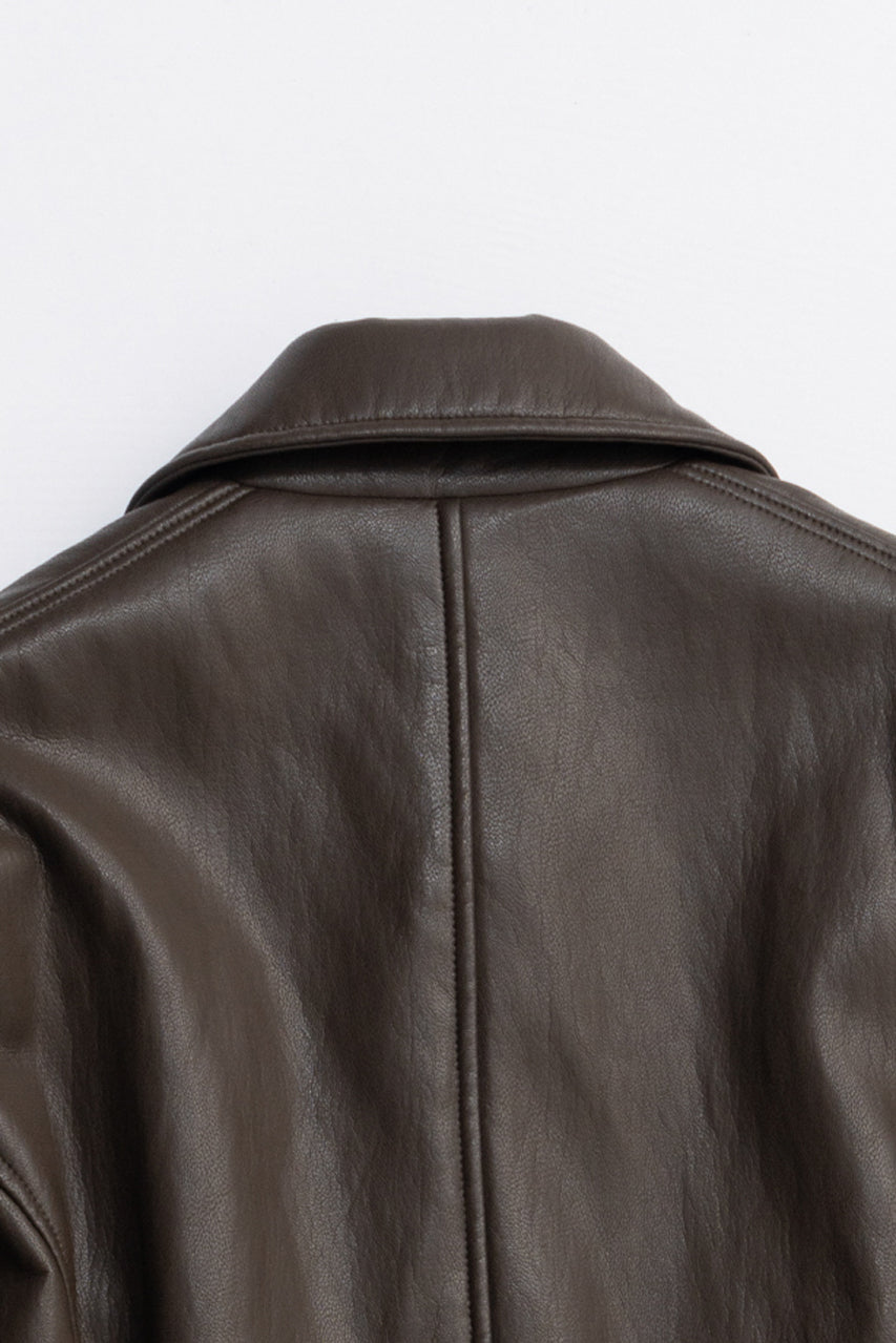 Vegan Leather Overlong Coat