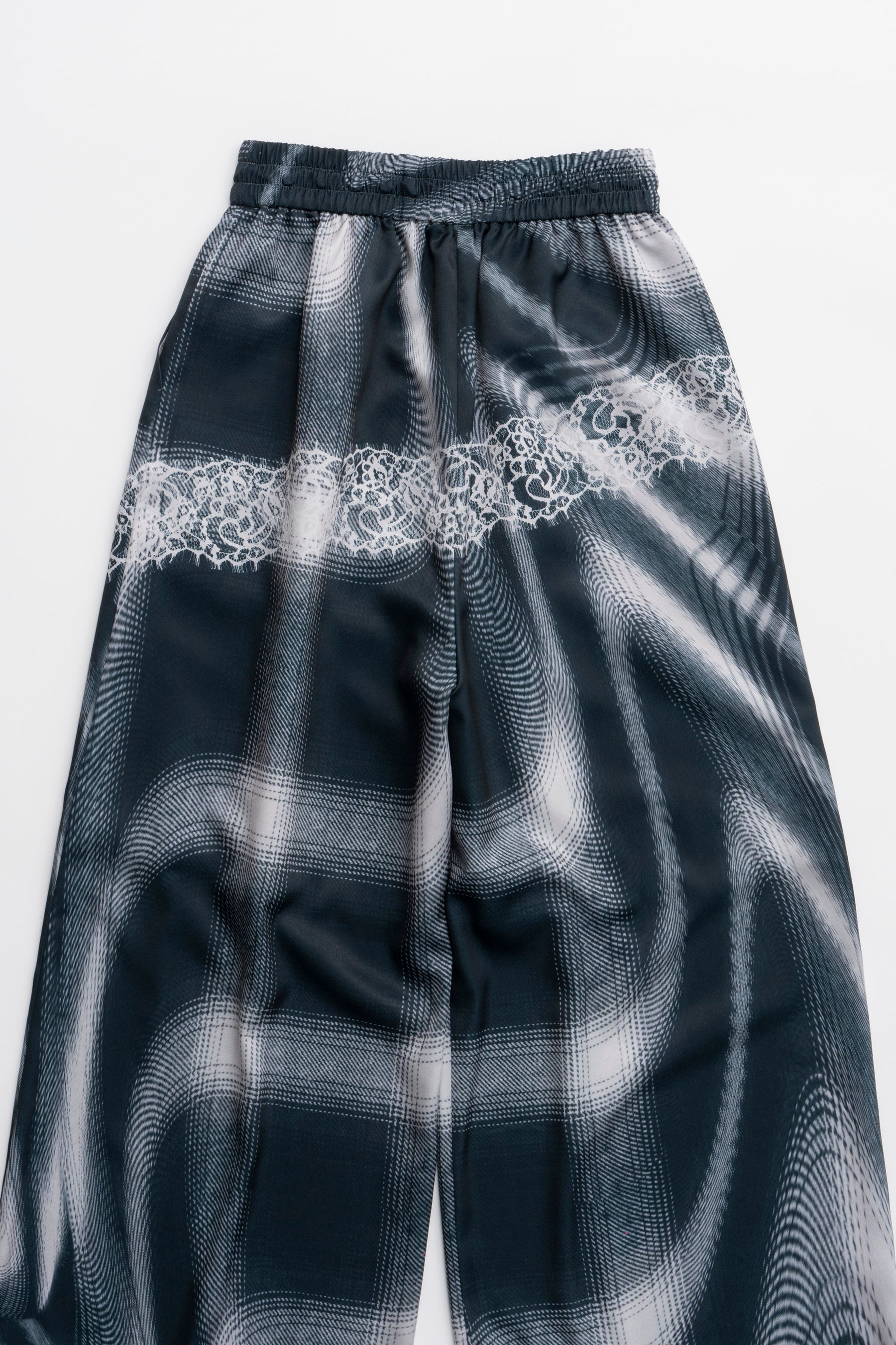 Ombre Check Lace Print Pants