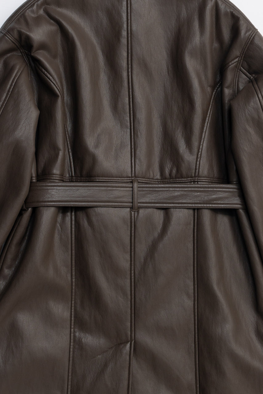 Vegan Leather Overlong Coat