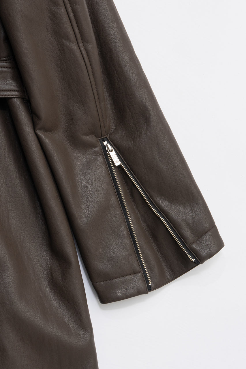 Vegan Leather Overlong Coat