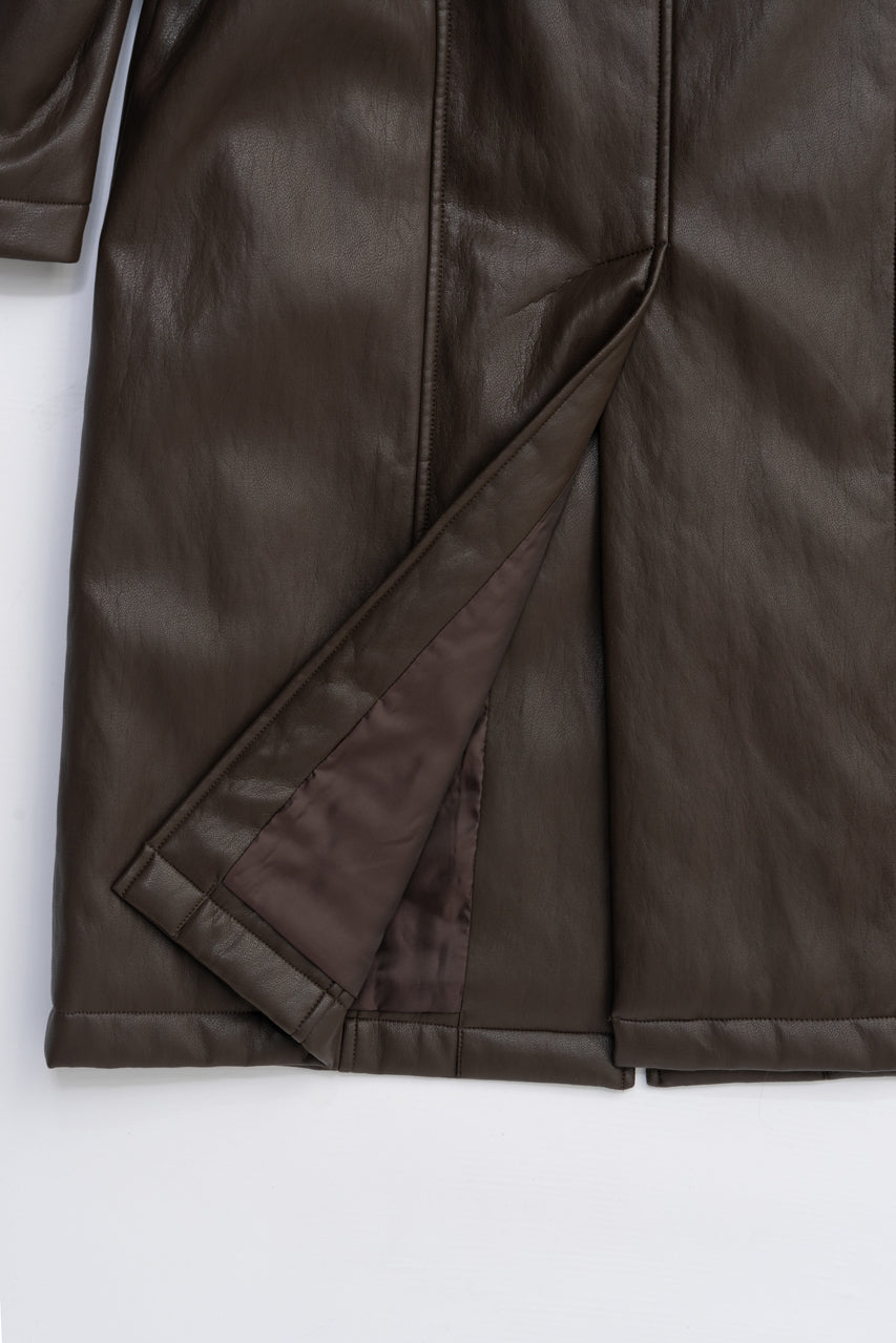 Vegan Leather Overlong Coat