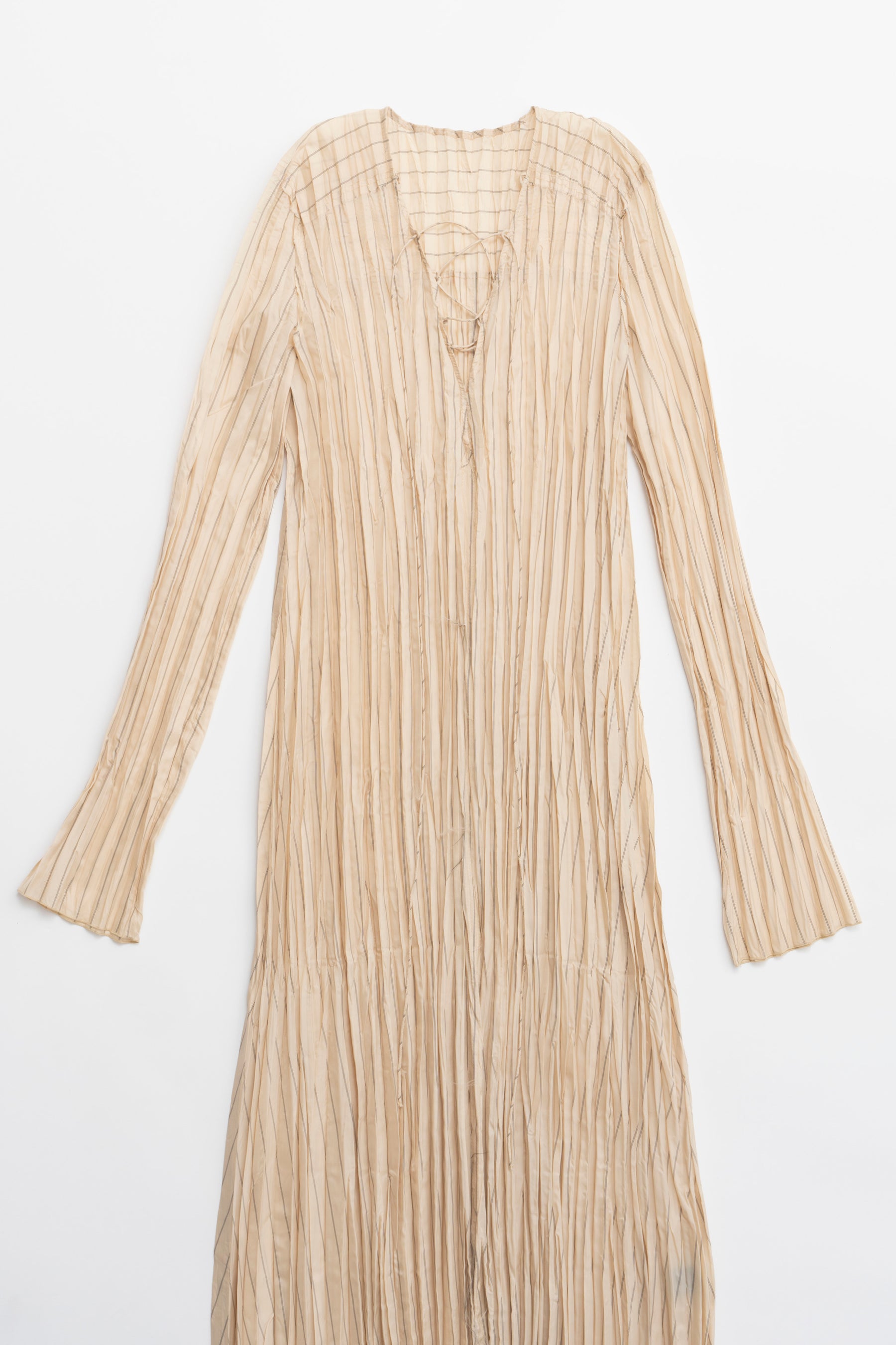 Random Pleated Lace Up Dress - SALE