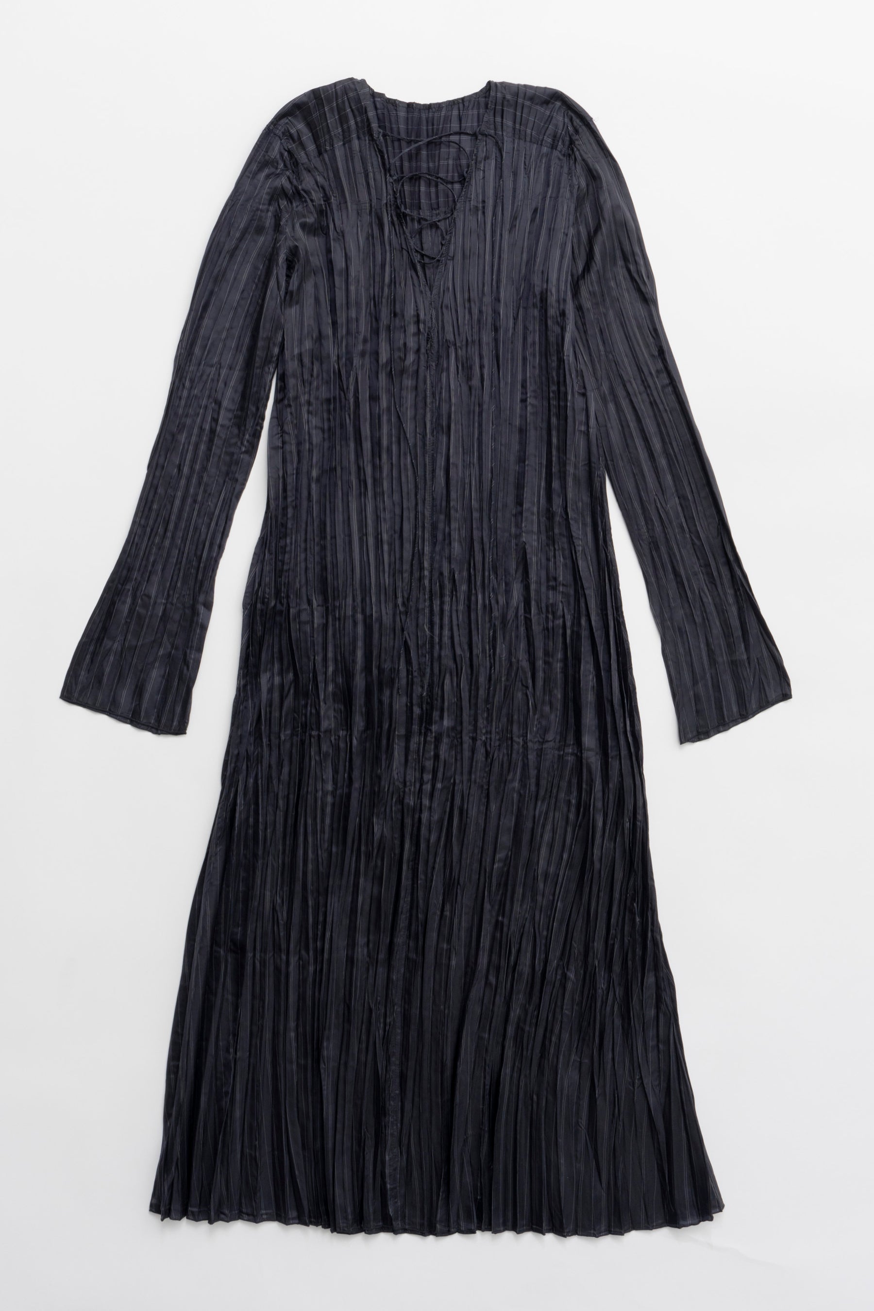 Random Pleated Lace Up Dress - SALE