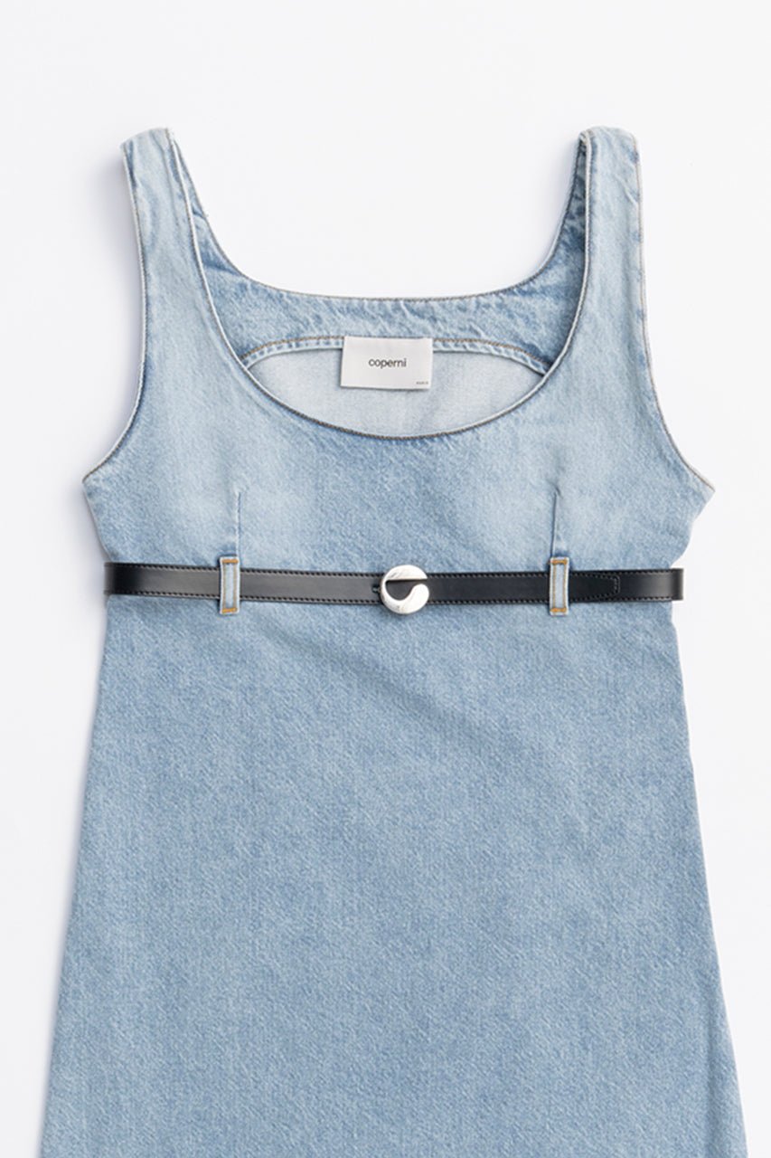 Belted Denim Mini Dress - SALE
