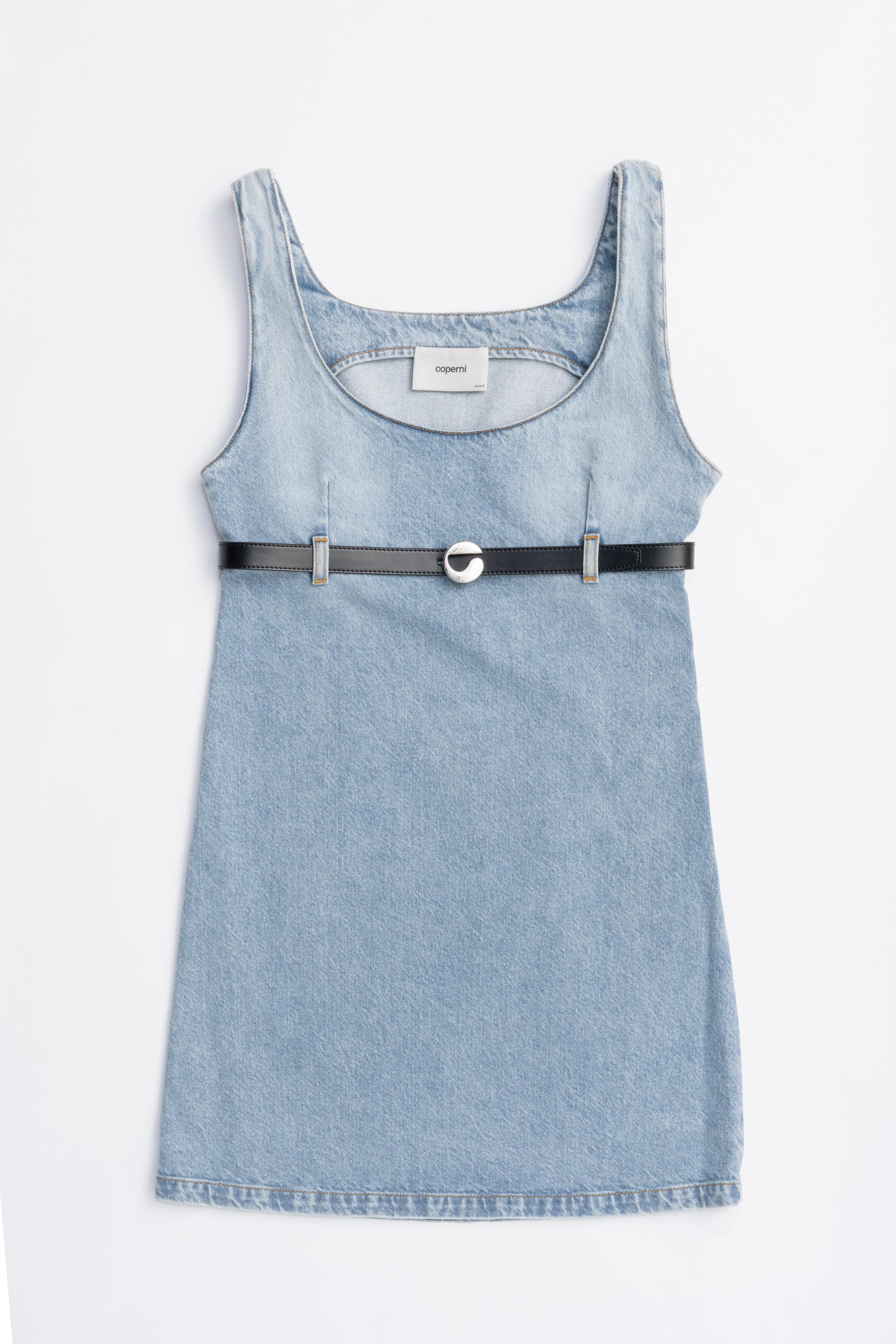 Belted Denim Mini Dress - SALE